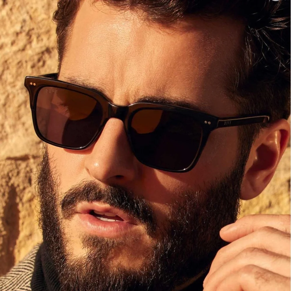DIFF EYEWEAR Billie Polarized Sunglasses Unisex 53 mm Black Acetate 100% UVA/UVB